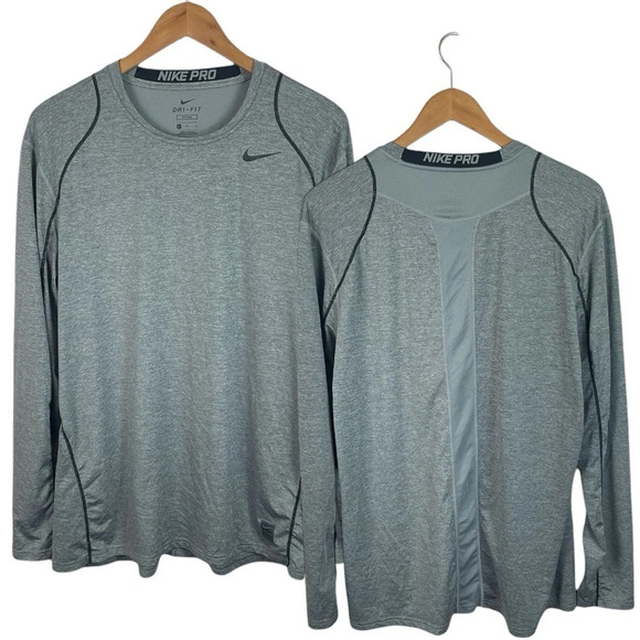 LS268 Mens Nike Pro Dri Fit FITTED Stretch Performance Workout Gym Shirt XL - Picture 1 of 6